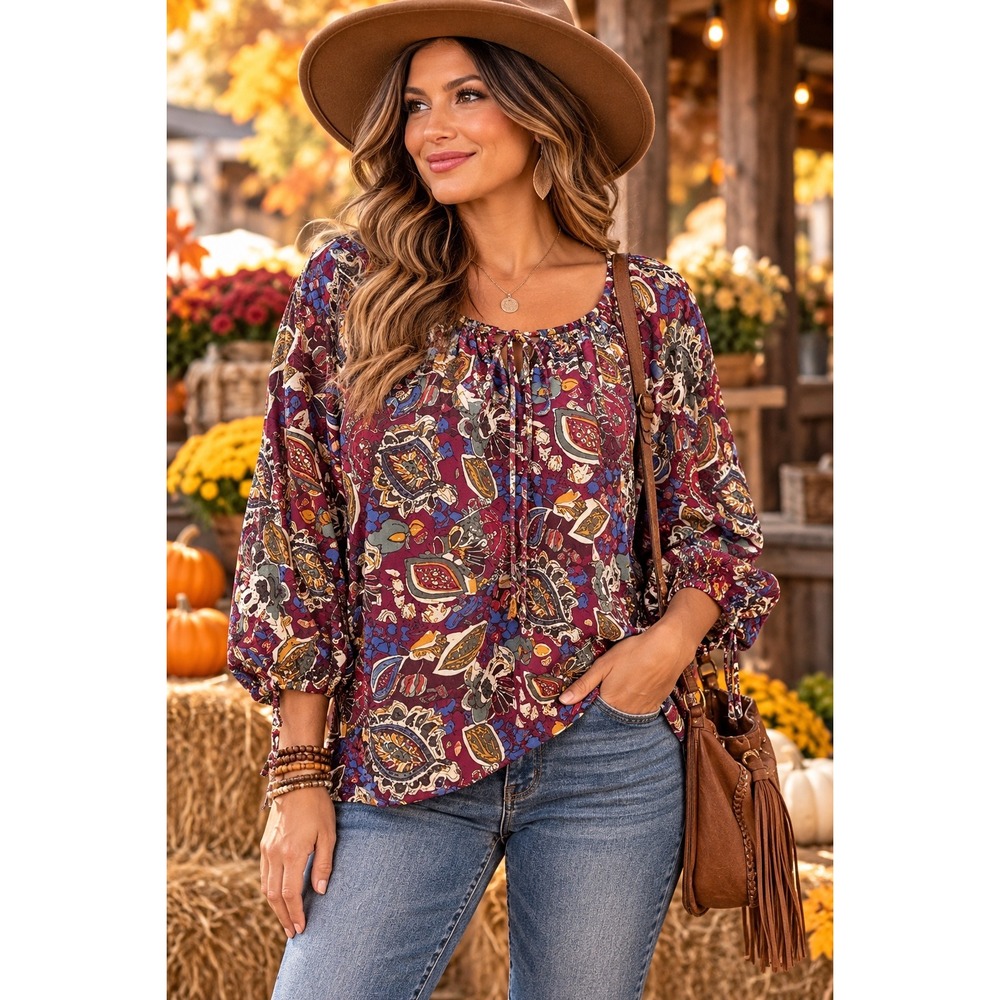 Sundance Womens Medium Paisley Peasant Blouse Boho Whimsigoth Cotton Fall Top